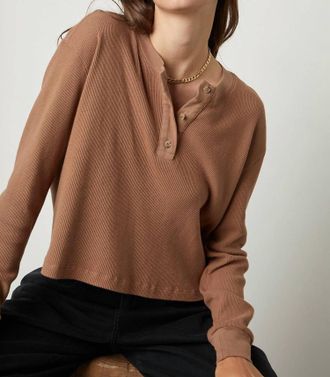 Velvet Bonnie Henley Top In Camel