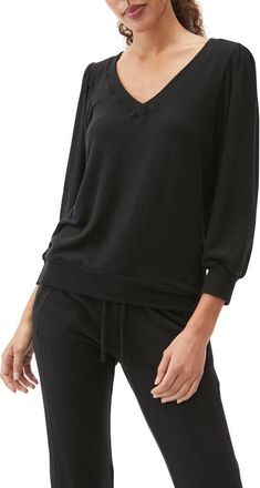 Michael Stars Gabriella V-Neck Top in Black at Nordstrom, Size Small