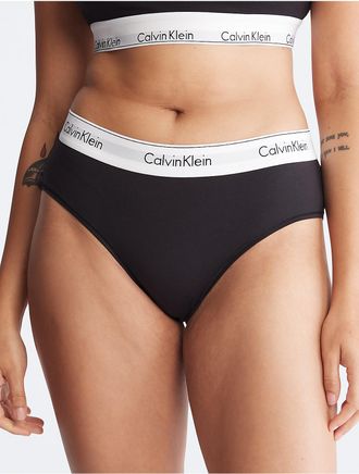 Calvin Klein Womens Icon Cotton Modal Plus Hipster - Black - 2XL