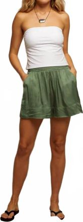 perfectwhitetee Colette Satin Pull On Short In Aloe