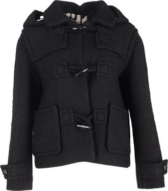 Chanel Pre-owned Womens Tweed Hooded Blouson Jacket in Black Alpaca Wool - Size X-Large