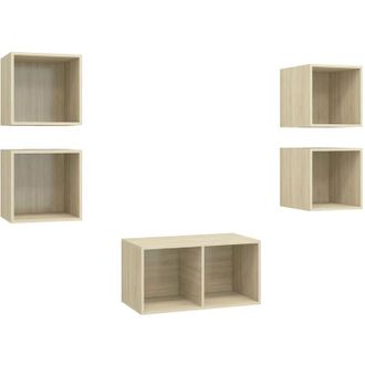 vidaXL Juego De Muebles De Sal&oacute;n 5 Pzas Madera Ingenier&iacute;a Roble Sonoma Vidaxl