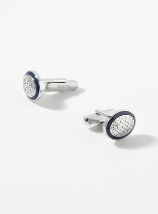 BOSS Mens Textured oval cufflinks