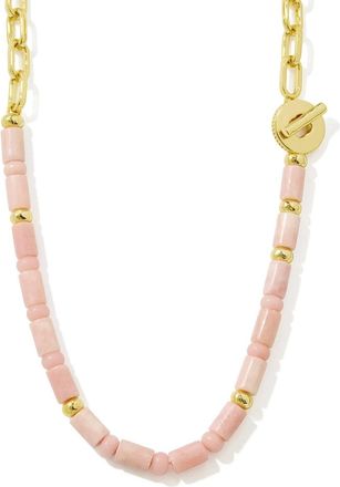 Kendra Scott Womens Lindsey Beaded Half Chain Necklace In Gold Light Pink Quartzite