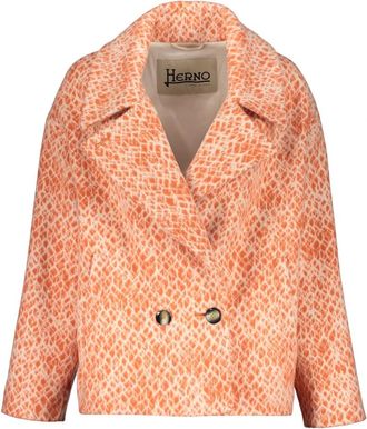 Herno Double-breasted Short Jacket - Dames - Blazers - Oranje - M - Wol - Jassen