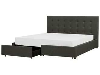 Beliani Beliani - Letto Contenitore Tessuto Grigio Scuro Con Rete A Doghe E Cassetti 180 X 200 Cm La Rochelle