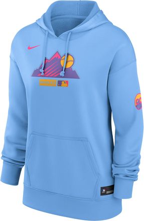 Nike Womens Colorado Rockies Authentic Collection City Connect Nike Therma MLB Pullover Hoodie in Blue | 22MN07L8DNV-HR3
