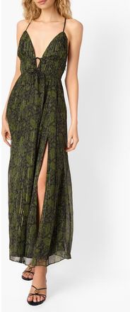 Cami NYC Dorinda Metallic Stripe Paisley Silk Blend Chiffon Maxi Dress in Forest Paisly at Nordstrom, Size 00