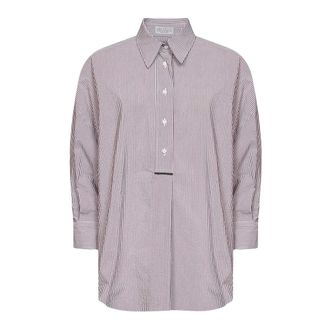 Brunello Cucinelli Brunello Cucinelli, Shirts, female, Purple, Size: M Striped Jewelled Shirt