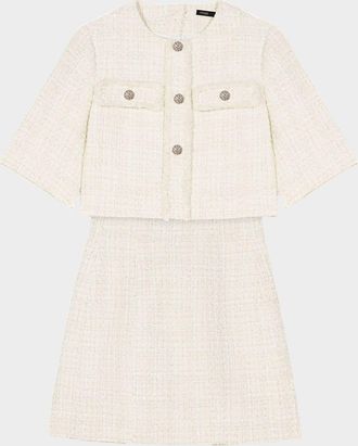 Maje Reims Tweed Two-in-One Mini Dress