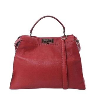 Fendi Pre-owned Handbags, female, Red, Size: ONE SIZE Pre-owned Peekaboo Large Selleria