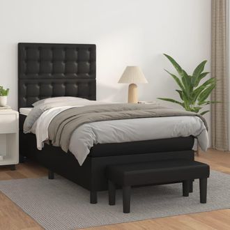 vidaXL Cama Box Spring Con Colch&oacute;n Cuero Sint&eacute;tico Negro 100x200 Cm Vidaxl