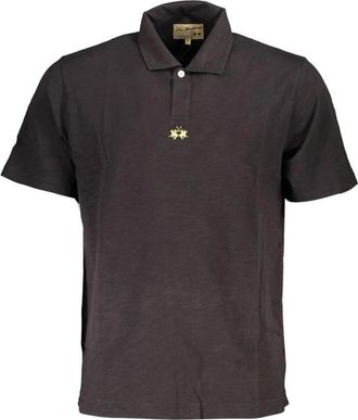 La Martina Geborduurde Polo Shirt met Korte Mouwen - Heren - Polos - Zwart - M - Katoen - Tops