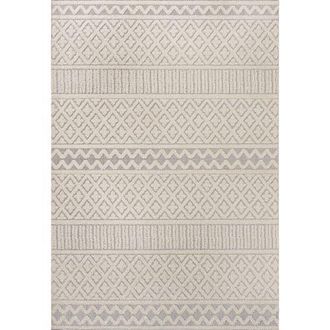 Jonathan Y Designs Ormond High-Low Modern Trellis Geometric Indoor/Outdoor Area Rug in Cream/gray at Nordstrom, Size 5Ft 0In X 8Ft 0In