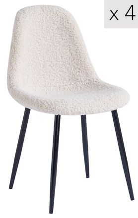 Nordlys Set 4 sillas escandinavas con patas de acero y lana blanca