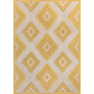 Jonathan Y Designs Lior Geometric Moroccan Diamond Indoor/Outdoor Area Rug in Yellow/cream at Nordstrom, Size 3Ft 0In X 5Ft 0In
