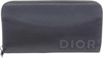 Dior Pre-owned Wallets, male, Black, Size: ONE SIZE Pre-owned Leather Long Zip Wallet