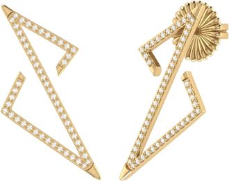 LuvMyJewelry Electric Spark Zig Zag Sterling Silver Diamond Earring