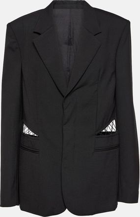Dion Lee Lace-trimmed cutout wool blazer