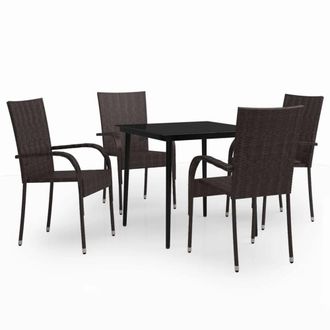 Berkfield Home 5 Piece Garden Dining Set Brown & Black