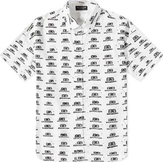 Balenciaga BB Logo Oversized Shirt White Black 725382TNL889040