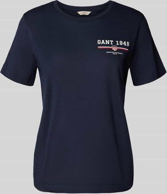 GANT Regular Fit T-Shirt aus reiner Baumwolle mit Logo-Print in Marine, Größe XXL