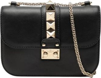 Valentino Pre-owned Small Rockstud Glam Lock Crossbody - Dames - Vintage Schoudertas - Zwart - ONE Size - Leer - Vintage