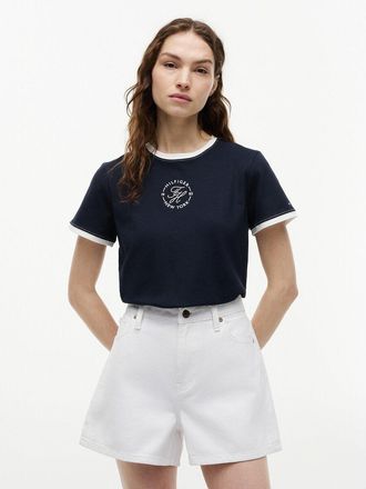 Tommy Hilfiger T-shirt met ronde hals en contrasterende details, met logo