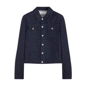 Lanvin Light Jackets, male, Blue, M, Sci-Fi Print Denim Jacket