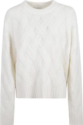 Allude Sweaters White - Dames - Ronde hals truien - Wit - M - Wol - Truien & Vesten