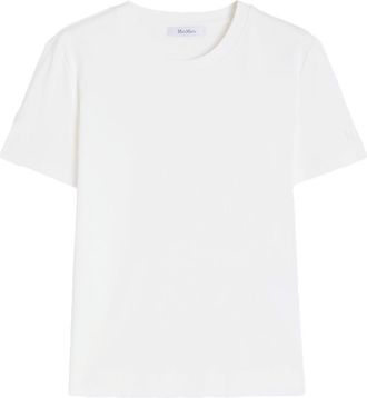 Max Mara Tone On Tone Embroidered Logo Cotton T-Shirt Clothing
