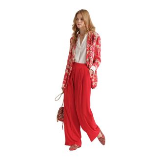 Maliparmi Wide Trousers, female, Red, Size: 2XL Fluid Crepe Trousers