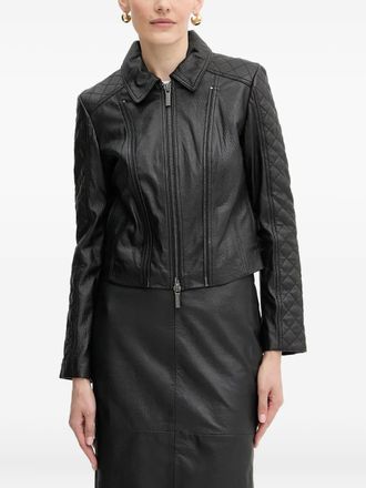 A|X Armani Exchange quilted zip jacket - women - Calf Leather/Polyester - S - Black