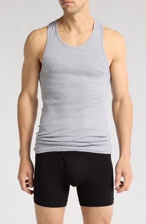 Nordstrom Rack Cotton 3-Pack Ribbed Tank Tops in White Multi at Nordstrom Rack, Size X-Large