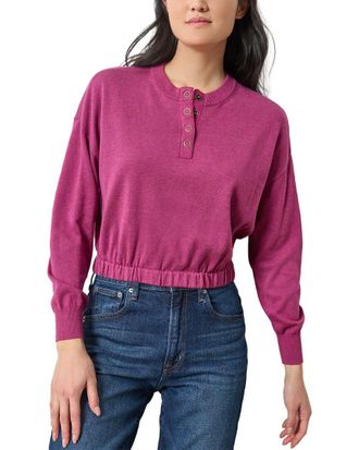 Lilla P Elastic Waist Henley Sweater