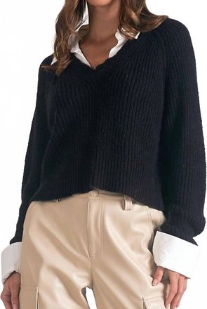Elan Layered Look Sweater In Black