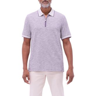 Bugatchi Cotton & Linen Quarter Zip Polo in Plum at Nordstrom Rack, Size X-Large