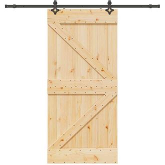 vidaXL Vidaxl - Puerta Corredera Con Herrajes Madera Maciza De Pino 80x210 Cm