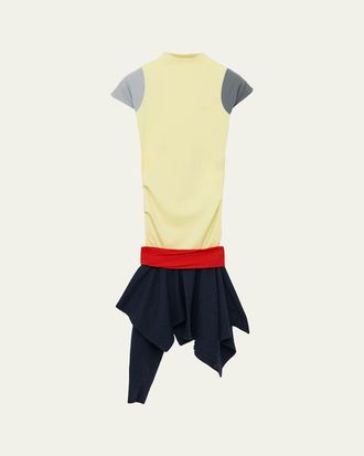 Loewe Mock-Neck Colorblock Handkerchief Dress