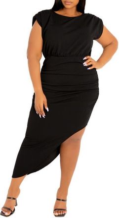 Buxom Couture Sleeveless Asymmetric Hem Dress in Black at Nordstrom, Size 3X