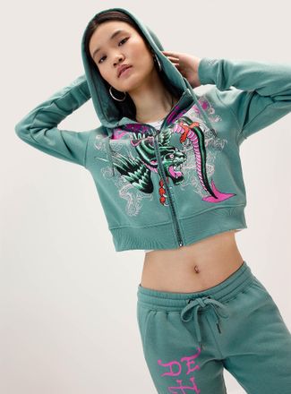 Ed Hardy Womens Chimera hooded zip-up sweatshirt