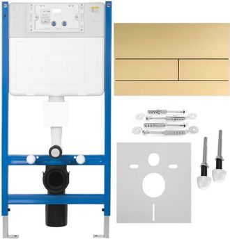 Rea Rea - Estructura Anclaje Wc T Brush Gold + Bot&oacute;n Para El Sistema De Instalaci&oacute;n Previa Al Wc T