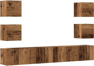 vidaXL Vidaxl - Muebles de tv de pared 6 uds madera vieja madera de ingeniería