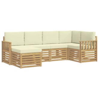 vidaXL Conjunto De Sof&aacute;s De Exterior 6 Pcs Blanco Y Crema Poli&eacute;ster Vidaxl