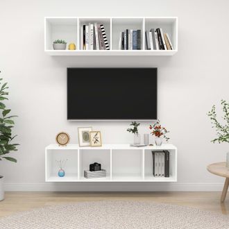 vidaXL Vidaxl - Muebles De Sal&oacute;n De Pared 2 Uds Madera Ingenier&iacute;a Blanco