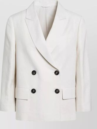 Brunello Cucinelli ivory fluid twill jacket in viscose and linen
