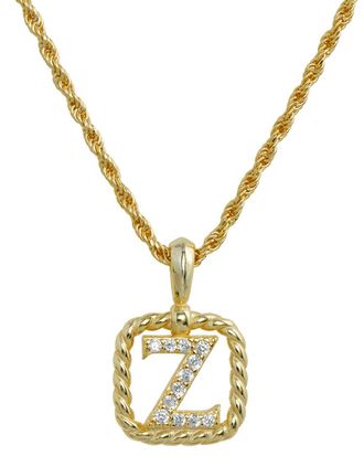 Savvy Cie Jewels 18K Over Silver CZ Initial Necklace