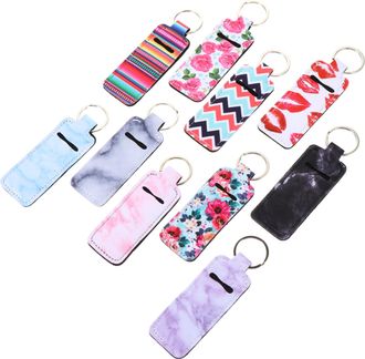 Frcolor 50pcs Lipstick Keychain Holders with Key Rings Compact Lip Balm Pouches for Easy Carry Protective Lipstick Sleeves Preventing Cap Loss Convenient Wris