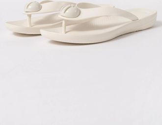 FitFlop Womens FitFlop Womens IQUSHION Glossy-Button Flip-Flops - Cream 477 - White - Size: 7