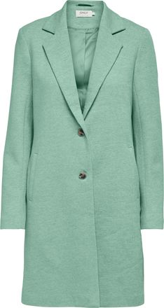 Only Kurzmantel ONLY ONLCARRIE MEL COAT OTW NOOS, Damen, Gr. 38, lichen, Web, Obermaterial: 55% Baumwolle, 45% Polyester, unifarben, tailliert kniefrei, V-